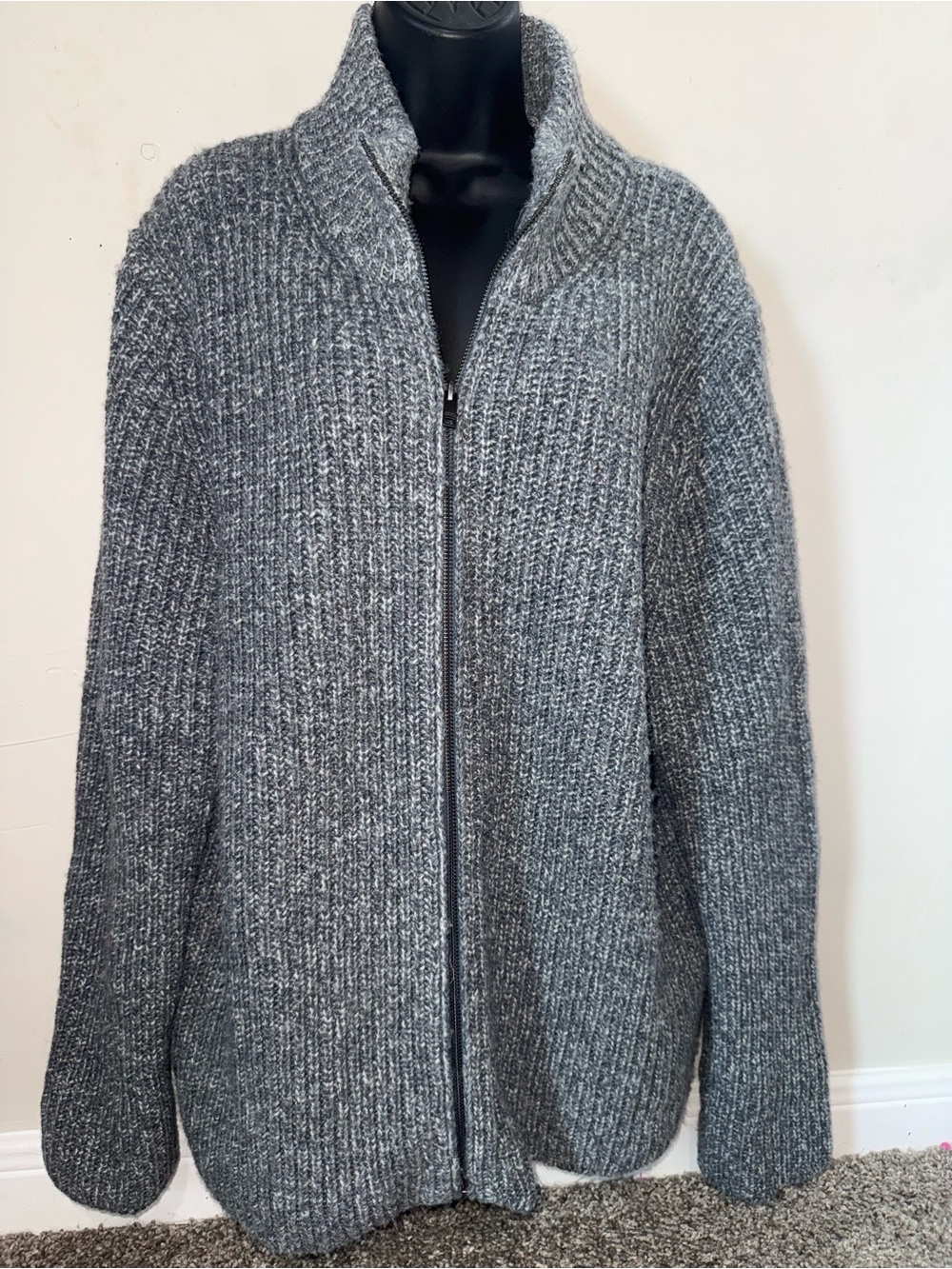 Banana Republic Women's Gray Full-Zip Ribbed Sweater